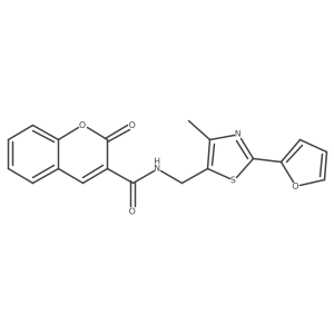 N-((2-(furan-2-yl)-4-methylthiazol-5-yl)methyl)-2-oxo-2H-chromene-3-carboxamide结构式