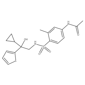 N-(4-(N-(2-cyclopropyl-2-hydroxy-2-(thiophen-2-yl)ethyl)sulfamoyl)-3-methylphenyl)acetamide结构式