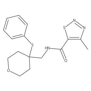 4-methyl-N-((4-(phenylthio)tetrahydro-2H-pyran-4-yl)methyl)-1,2,3-thiadiazole-5-carboxamide Structure
