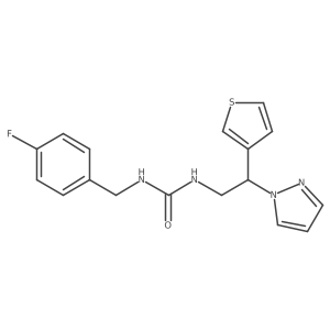 1-(2-(1H-pyrazol-1-yl)-2-(thiophen-3-yl)ethyl)-3-(4-fluorobenzyl)urea结构式