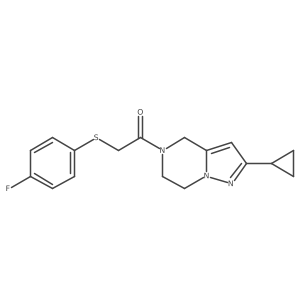 1-(2-cyclopropyl-6,7-dihydropyrazolo[1,5-a]pyrazin-5(4H)-yl)-2-((4-fluorophenyl)thio)ethanone结构式