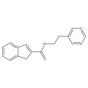 N-(2-(pyrimidin-5-yl)ethyl)benzofuran-2-carboxamide结构式