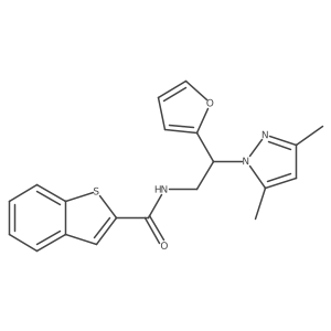 N-(2-(3,5-dimethyl-1H-pyrazol-1-yl)-2-(furan-2-yl)ethyl)benzo[b]thiophene-2-carboxamide结构式