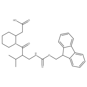 2-[(2R)-1-{2-[({[(9H-fluoren-9-yl)methoxy]carbonyl}amino)methyl]-3-methylbutanoyl}piperidin-2-yl]acetic acid结构式