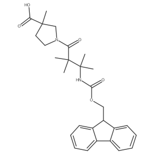 1-[3-({[(9H-fluoren-9-yl)methoxy]carbonyl}amino)-2,2,3-trimethylbutanoyl]-3-methylpyrrolidine-3-carboxylic acid结构式