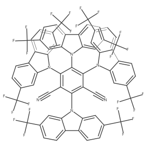 2,4,5,6-tetrakis(2,7-bis(trifluoromethyl)-9H-carbazol-9-yl)m-benzenedicarbonitrile Structure