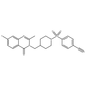 4-({4-[(7-Fluoro-2-methyl-4-oxo-3,4-dihydroquinazolin-3-yl)methyl]piperidin-1-yl}sulfonyl)benzonitrile结构式