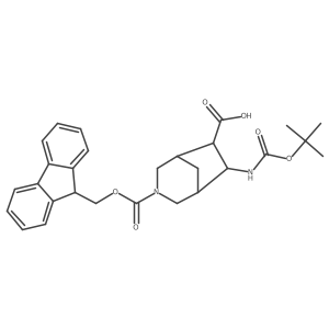 rac-(1R,5R,6S,7R)-7-{[(tert-butoxy)carbonyl]amino}-3-{[(9H-fluoren-9-yl)methoxy]carbonyl}-3-azabicyclo[3.2.1]octane-6-carboxylic acid Structure