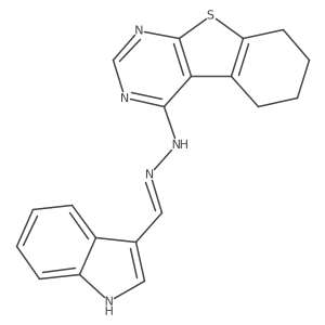4-[(2E)-2-(1H-indol-3-ylmethylidene)hydrazinyl]-5,6,7,8-tetrahydro[1]benzothieno[2,3-d]pyrimidine Structure