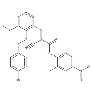 (Z)-3-[2-[(4-Bromophenyl)methoxy]-3-methoxyphenyl]-2-cyano-N-(2-methyl-4-nitrophenyl)prop-2-enamide Structure