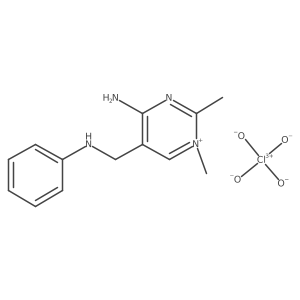 4-Amino-1,2-dimethyl-5-[(phenylamino)methyl]pyrimidin-1-ium perchlorate结构式