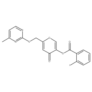 6-(((4-methylpyrimidin-2-yl)thio)methyl)-4-oxo-4H-pyran-3-yl 2-iodobenzoate结构式