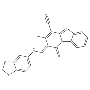 (2Z)-2-[(1,3-benzodioxol-5-ylamino)methylidene]-3-methyl-1-oxo-1,2-dihydropyrido[1,2-a]benzimidazole-4-carbonitrile Structure