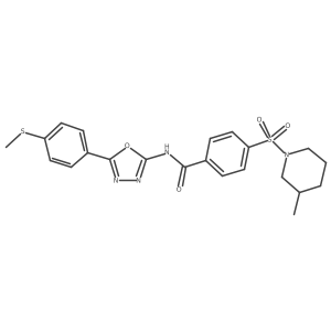 4-((3-methylpiperidin-1-yl)sulfonyl)-N-(5-(4-(methylthio)phenyl)-1,3,4-oxadiazol-2-yl)benzamide结构式