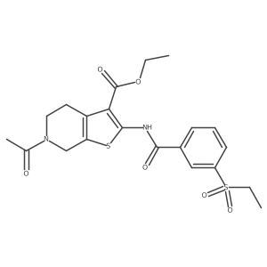 Ethyl 6-acetyl-2-(3-(ethylsulfonyl)benzamido)-4,5,6,7-tetrahydrothieno[2,3-c]pyridine-3-carboxylate结构式