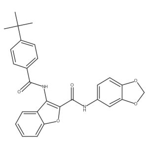 N-(benzo[d][1,3]dioxol-5-yl)-3-(4-(tert-butyl)benzamido)benzofuran-2-carboxamide结构式