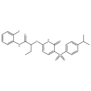 N-(2-fluorophenyl)-2-((5-((4-isopropylphenyl)sulfonyl)-6-oxo-1,6-dihydropyrimidin-2-yl)thio)butanamide结构式