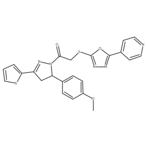 1-[5-(4-methoxyphenyl)-3-(thiophen-2-yl)-4,5-dihydro-1H-pyrazol-1-yl]-2-{[5-(pyridin-4-yl)-1,3,4-oxadiazol-2-yl]sulfanyl}ethanone结构式