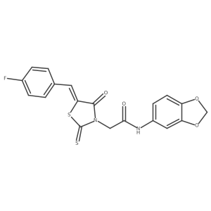 N-(2H-1,3-benzodioxol-5-yl)-2-[(5Z)-5-[(4-fluorophenyl)methylidene]-4-oxo-2-sulfanylidene-1,3-thiazolidin-3-yl]acetamide Structure