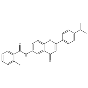 2-fluoro-N-{4-oxo-2-[4-(propan-2-yl)phenyl]-4H-chromen-6-yl}benzamide Structure