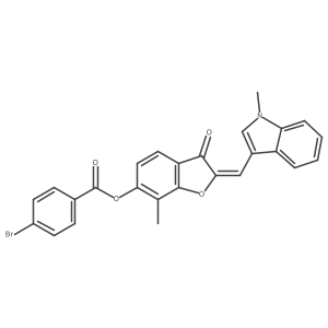 (2E)-7-methyl-2-[(1-methyl-1H-indol-3-yl)methylidene]-3-oxo-2,3-dihydro-1-benzofuran-6-yl 4-bromobenzoate Structure