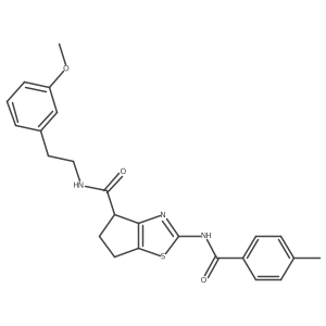 N-(3-methoxyphenethyl)-2-(4-methylbenzamido)-5,6-dihydro-4H-cyclopenta[d]thiazole-4-carboxamide结构式