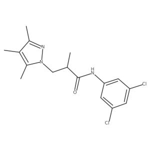 N-(3,5-dichlorophenyl)-2-methyl-3-(3,4,5-trimethyl-1H-pyrazol-1-yl)propanamide结构式