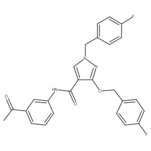 N-(3-acetylphenyl)-1-(4-fluorobenzyl)-3-((4-fluorobenzyl)oxy)-1H-pyrazole-4-carboxamide结构式