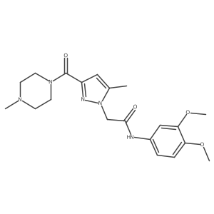 N-(3,4-dimethoxyphenyl)-2-(5-methyl-3-(4-methylpiperazine-1-carbonyl)-1H-pyrazol-1-yl)acetamide Structure