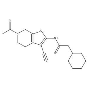 N-(6-acetyl-3-cyano-4,5,6,7-tetrahydrothieno[2,3-c]pyridin-2-yl)-2-cyclohexylacetamide结构式