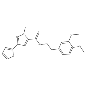 N-(3,4-dimethoxyphenethyl)-1-methyl-3-(2-thienyl)-1H-pyrazole-5-carboxamide结构式