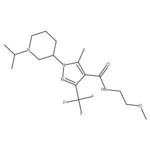 1-(1-isopropylpiperidin-3-yl)-N-(2-methoxyethyl)-5-methyl-3-(trifluoromethyl)-1H-pyrazole-4-carboxamide结构式