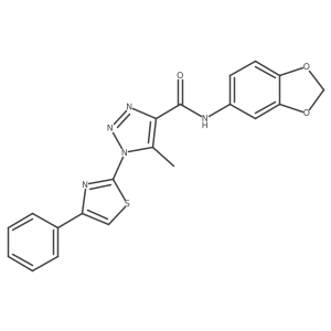 N-(benzo[d][1,3]dioxol-5-yl)-5-methyl-1-(4-phenylthiazol-2-yl)-1H-1,2,3-triazole-4-carboxamide结构式