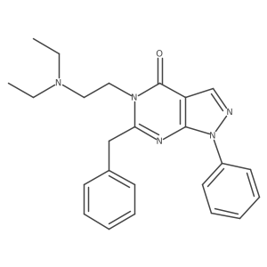 5-[2-(Diethylamino)ethyl]-1,5-dihydro-1-phenyl-6-(phenylmethyl)-4H-pyrazolo[3,4-d]pyrimidin-4-one结构式