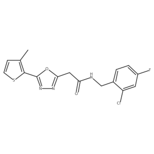 N-[(2-chloro-4-fluorophenyl)methyl]-2-[5-(3-methylthiophen-2-yl)-1,3,4-oxadiazol-2-yl]acetamide结构式