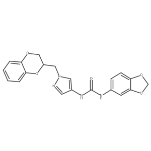 1-(benzo[d][1,3]dioxol-5-yl)-3-(1-((2,3-dihydrobenzo[b][1,4]dioxin-2-yl)methyl)-1H-pyrazol-4-yl)urea Structure