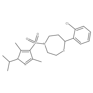 7-(2-chlorophenyl)-4-((1-isopropyl-3,5-dimethyl-1H-pyrazol-4-yl)sulfonyl)-1,4-thiazepane结构式