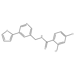 2,4-dichloro-N-((5-(furan-2-yl)pyridin-3-yl)methyl)benzamide结构式