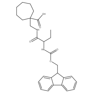 1-{[(2S)-2-({[(9H-fluoren-9-yl)methoxy]carbonyl}amino)butanamido]methyl}cycloheptane-1-carboxylic acid结构式