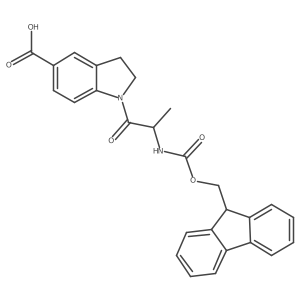 1-[(2R)-2-({[(9H-fluoren-9-yl)methoxy]carbonyl}amino)propanoyl]-2,3-dihydro-1H-indole-5-carboxylic acid Structure