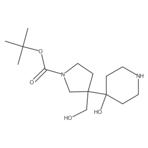 Tert-butyl 3-(hydroxymethyl)-3-(4-hydroxypiperidin-4-yl)pyrrolidine-1-carboxylate结构式