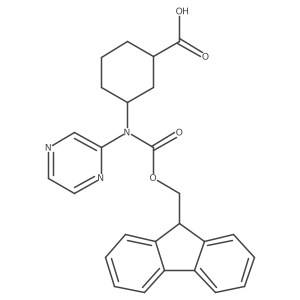 3-({[(9H-fluoren-9-yl)methoxy]carbonyl}(pyrazin-2-yl)amino)cyclohexane-1-carboxylic acid结构式