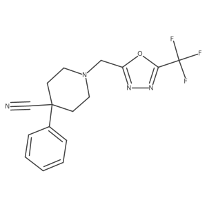 4-Phenyl-1-{[5-(trifluoromethyl)-1,3,4-oxadiazol-2-yl]methyl}piperidine-4-carbonitrile Structure