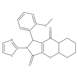 1-(2-methoxyphenyl)-2-(1,3-thiazol-2-yl)-4a,5,6,7,8,8a-hexahydro-1H-chromeno[2,3-c]pyrrole-3,9-dione Structure