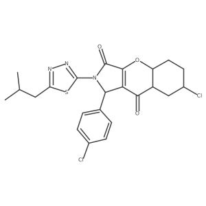 7-chloro-1-(4-chlorophenyl)-2-[5-(2-methylpropyl)-1,3,4-thiadiazol-2-yl]-4a,5,6,7,8,8a-hexahydro-1H-chromeno[2,3-c]pyrrole-3,9-dione Structure