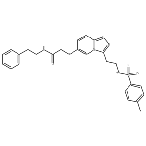 2-((3-(2-(4-methylphenylsulfonamido)ethyl)-[1,2,4]triazolo[4,3-b]pyridazin-6-yl)thio)-N-phenethylacetamide结构式