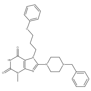 8-(4-benzylpiperazin-1-yl)-3-methyl-7-(3-phenoxypropyl)-1H-purine-2,6(3H,7H)-dione结构式