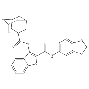 3-(adamantane-1-amido)-N-(2H-1,3-benzodioxol-5-yl)-1-benzofuran-2-carboxamide结构式