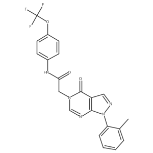 2-(4-oxo-1-(o-tolyl)-1H-pyrazolo[3,4-d]pyrimidin-5(4H)-yl)-N-(4-(trifluoromethoxy)phenyl)acetamide结构式