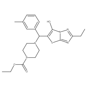 Ethyl 4-((2-ethyl-6-hydroxythiazolo[3,2-b][1,2,4]triazol-5-yl)(m-tolyl)methyl)piperazine-1-carboxylate Structure